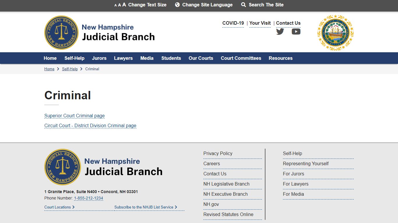 Criminal | New Hampshire Judicial Branch